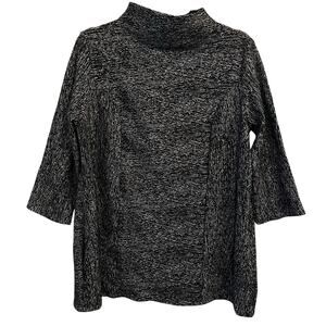 Clara Sun Woo Sweater M Mock Neck Tunic Black Pockets Oversized Stretch Boxy